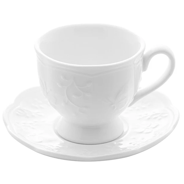 Xícara de porcelana com pires para chá Butterfly Flower Lyor 200 ml