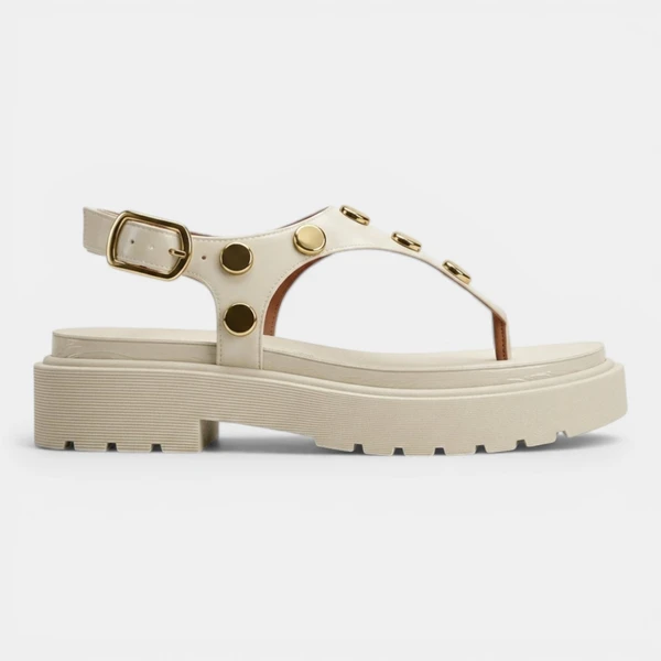 Sandália Papete Vizzano Com Rebites Off White