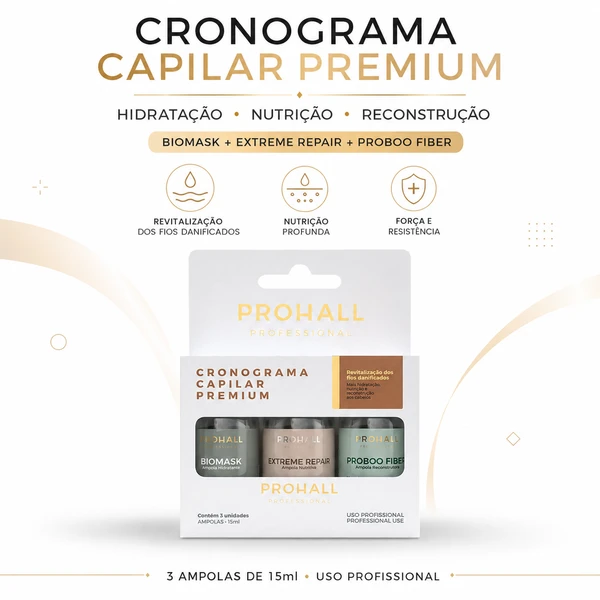 Kit Ampolas Prohall Cronograma Capilar Completo Alto Impacto