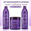 Kit Maycrene Matizador Platinum para Cabelos Loiros e Brancos, Shampoo e Condicionador 500ml + Máscara 500g
