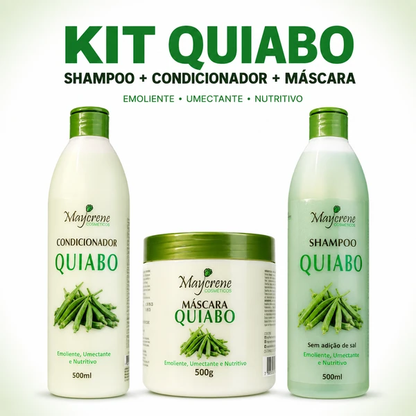 Kit Maycrene Quiabo Shampoo, Condicionador e Máscara 500ml