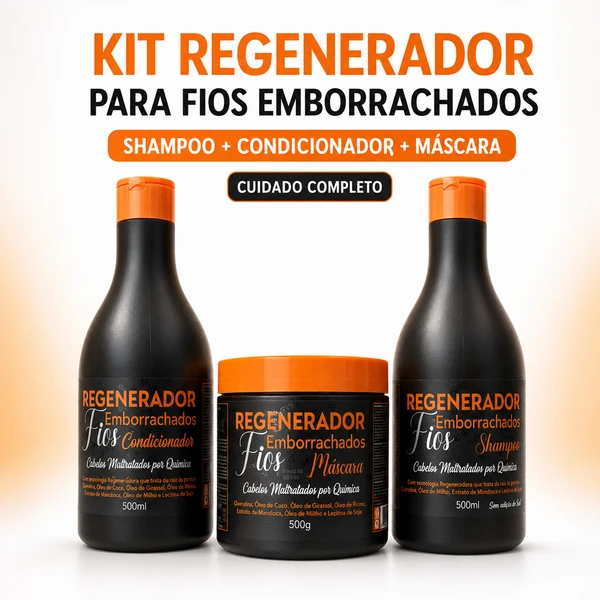 Kit  Maycrene Regenerador para Fios Emborrachados, Shampoo e Condicionador 500ml + Máscara 500g