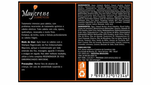 Kit  Maycrene Regenerador para Fios Emborrachados, Shampoo e Condicionador 500ml + Máscara 500g