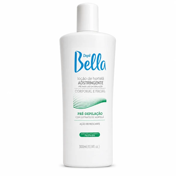 Loção de Hortelã Adstringente Depil Bella 300ml, Pré-Depilação Corporal e Facial