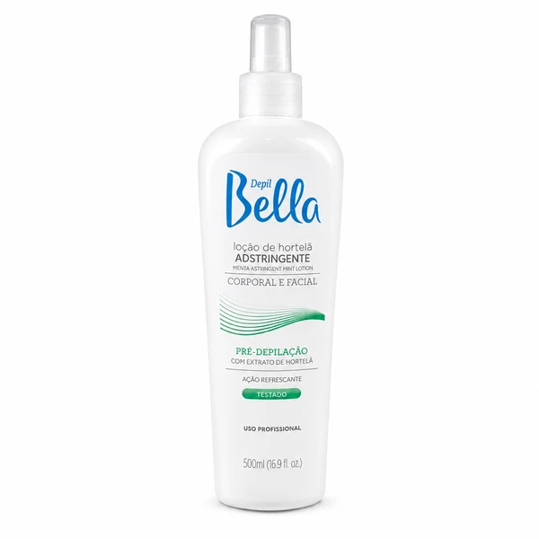 Loção de Hortelã Adstringente Depil Bella 500ml Pré-Depilação Corporal e Facial Profissional