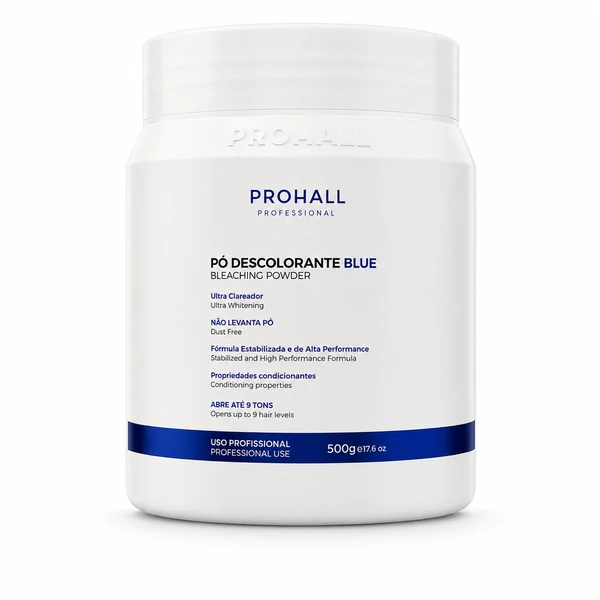 Pó Descolorante Prohall Blue 500g Não Levanta Pó Abre até 9 Tons