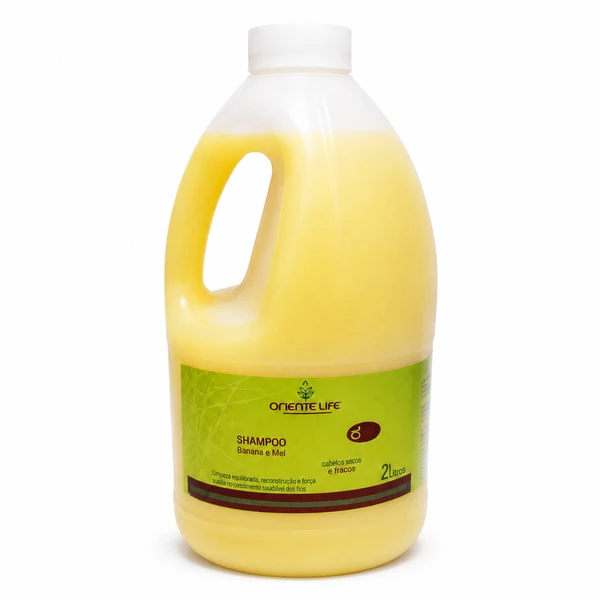 Shampoo Banana e Mel Oriente Life 2 Litros, Reconstrução, Força e Hidratação