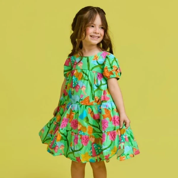 Vestido Infantil Estampa Jardim Encantado