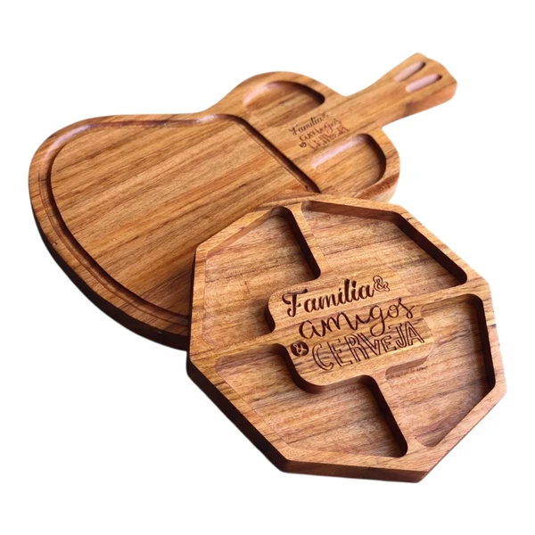 Kit Tábua de Corte + Petisqueira em Madeira Personalizadas - Violão