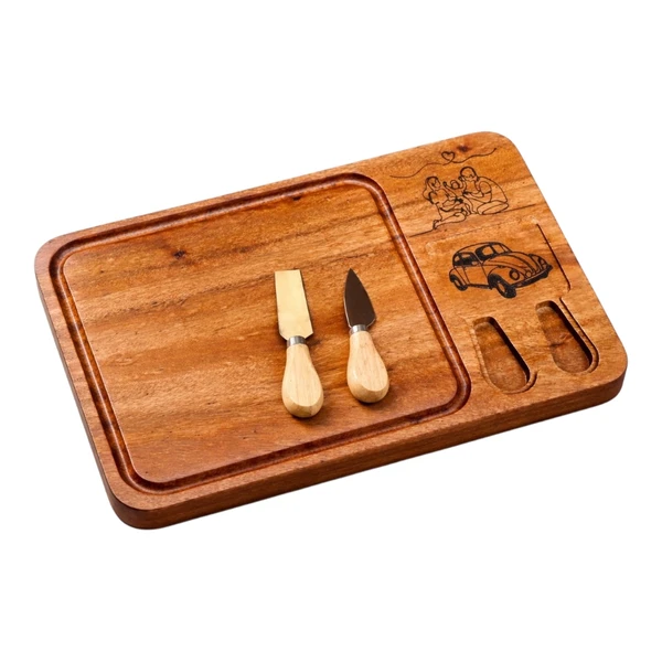 Tábua de Corte Artesanal em Madeira - kit queijos
