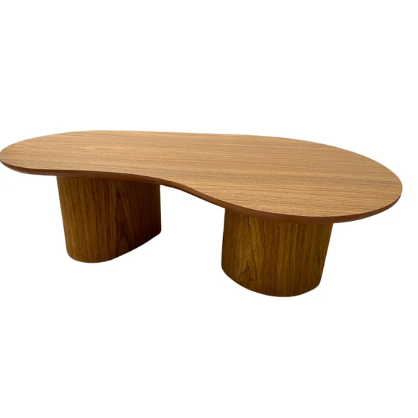 Mesa de Centro Cone Orgânica Oval 160x90 cm com 2 Base Madeira Freijó Tampo Freijó