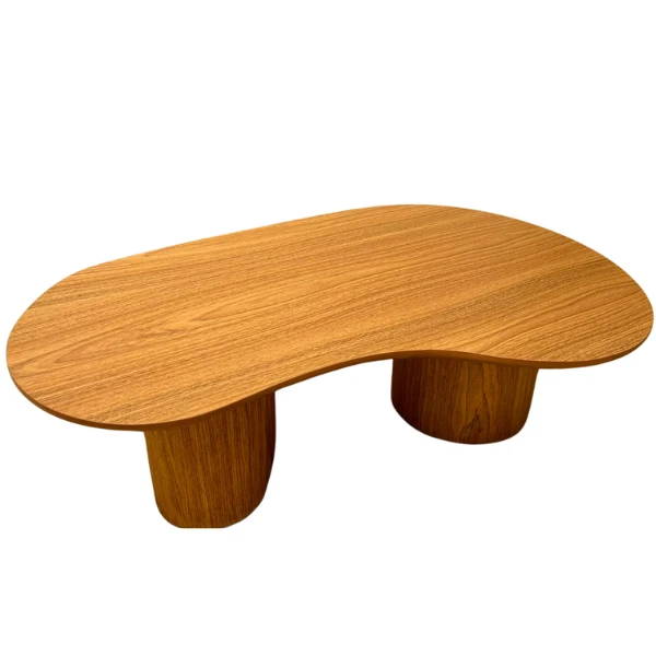 Mesa de Centro Cone Orgânica Oval 160x90 cm com 2 Base Madeira Freijó Tampo Freijó