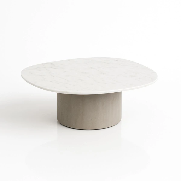 Mesa de Centro Orgânica 90 cm Mármore Branco Extra