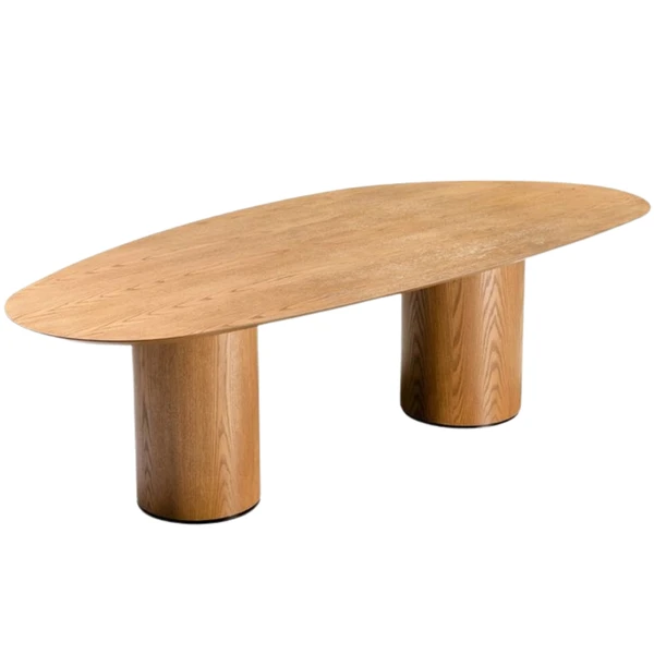 Mesa de Jantar Astrid Orgânica Cilíndrica Freijó 137x90 cm