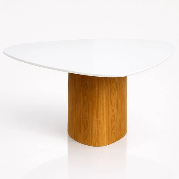 Mesa de Jantar Cone Orgânica Tríon Redonda 120x123 cm Base Freijó com Tampo Laca