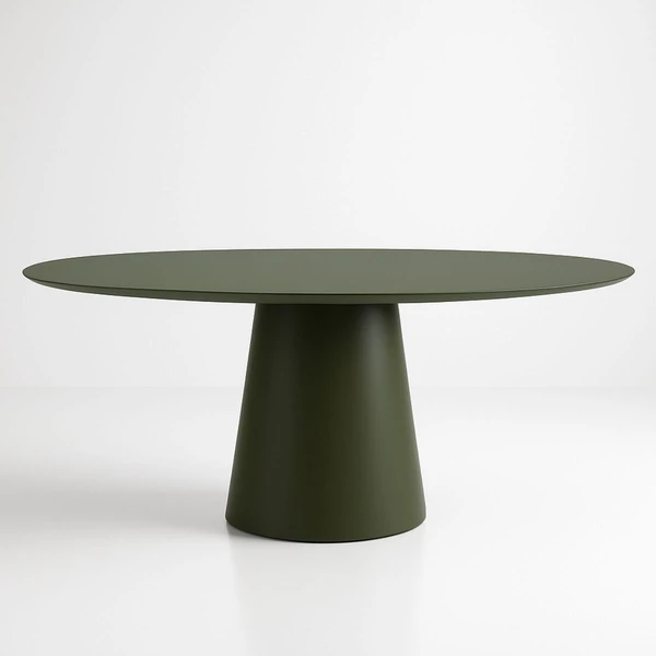 Mesa de Jantar Cone Oval 198x122 cm Laca Verde Musgo