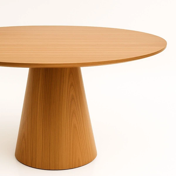Mesa de Jantar Cone Redonda 150 cm Base Madeira Freijó Tampo Freijó