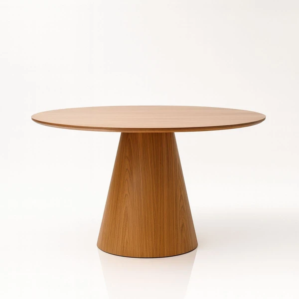 Mesa de Jantar Cone Redonda 150 cm Base Madeira Freijó Tampo Freijó
