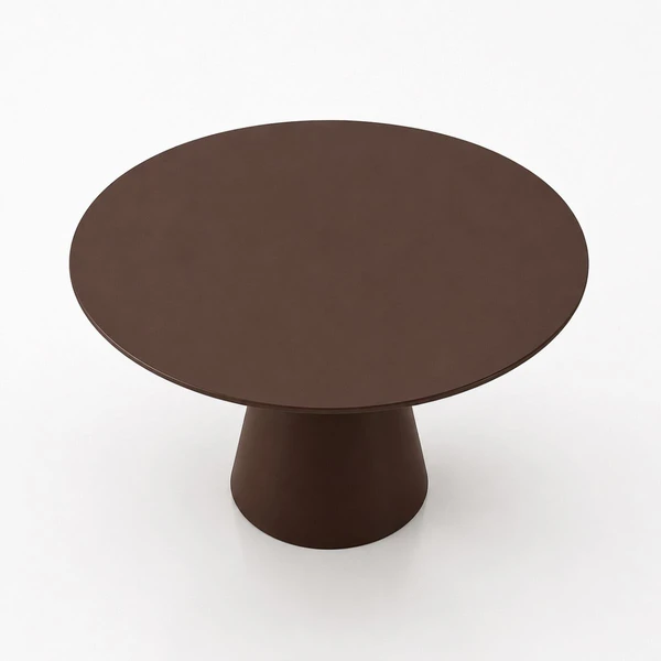 Mesa de Jantar Cone Redondo 80 cm Laca Marrom Cacau com Vidro