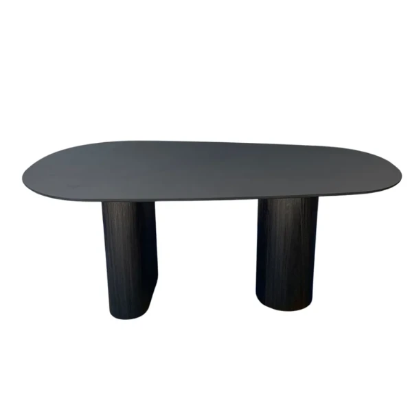 Mesa de Jantar Cone orgânica Oval 180x100 cm com 2 Bases Ebano Tampo Ebano
