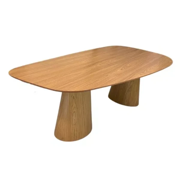 Mesa de Jantar Cone orgânica Oval 180x100 cm com 2 Bases Freijó Tampo Freijó