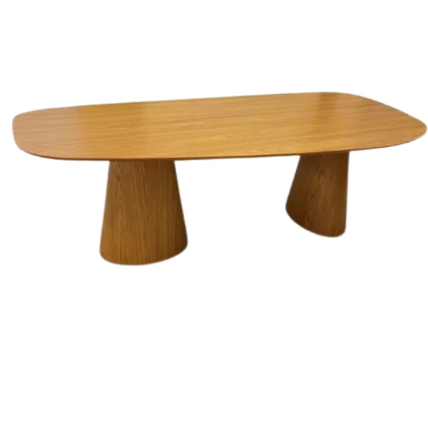 Mesa de Jantar Cone orgânica Oval 180x100 cm com 2 Bases Freijó Tampo Freijó