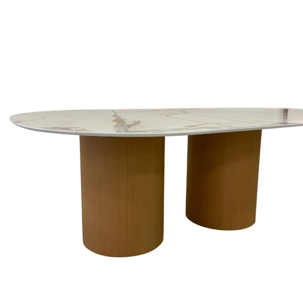 Mesa de Jantar Oásis Orgânica Cilíndrica Calacata Gold 160x90 cm