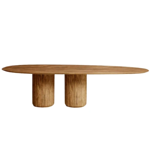 Mesa de Jantar Oásis Orgânica Cilíndrica Nogueira 160x90 cm