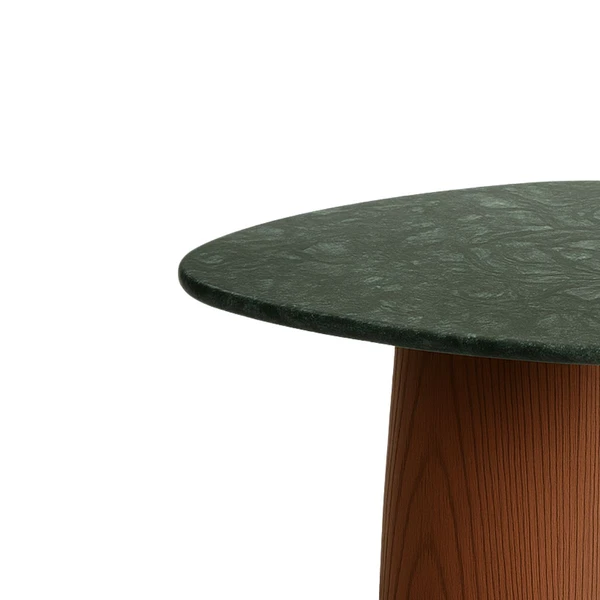 Mesa de Jantar Orgânica Tríon 130x133cm Base Nogueira Tampo Mármore Guatemala