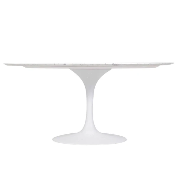 Mesa de Jantar Saarinen Oval 198x122 cm Mármore Carrara Base Branca