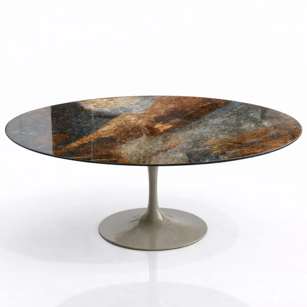 Mesa de Jantar Saarinen Oval 244x137 cm Mdf Calacata Marmorizada Estelar