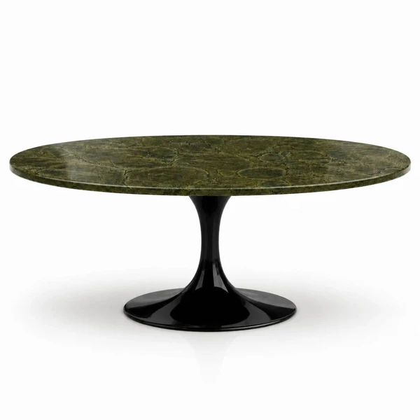 Mesa de Jantar Saarinen Oval 244x137 cm Tampo Mármore Vitória Régia Base Laca Preta