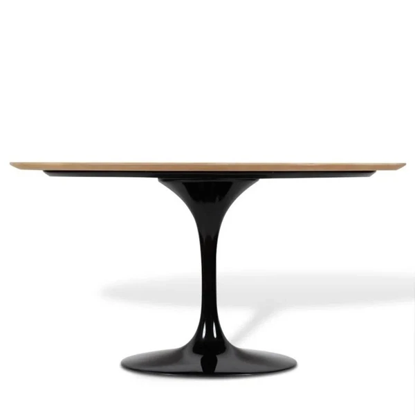 Mesa de Jantar Tulipa Saarinen Oval 120x80 cm Tampo Imbuia Base Preta