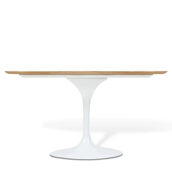 Mesa de Jantar Tulipa Saarinen Oval 160x90 cm Tampo Imbuia Base Branca