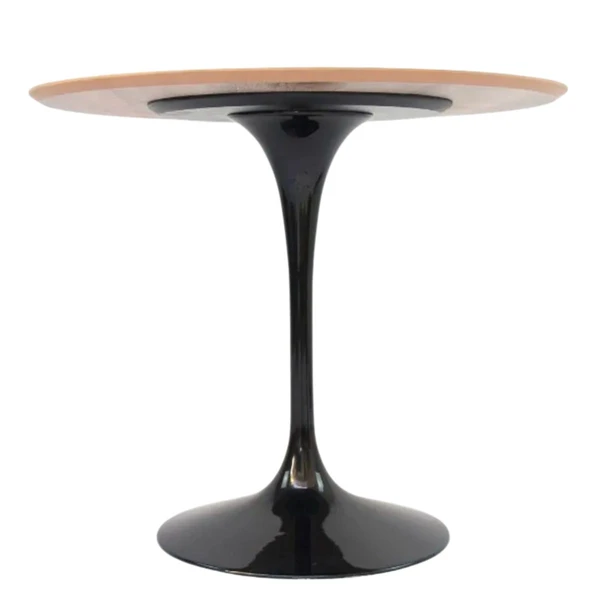 Mesa de Jantar Tulipa Saarinen Redonda 100 cm Tampo Imbuia Base Preta