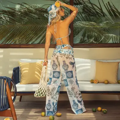 CALÇA SAÍDA DE PRAIA HARMONIA COM TRANSPARÊNCIA
