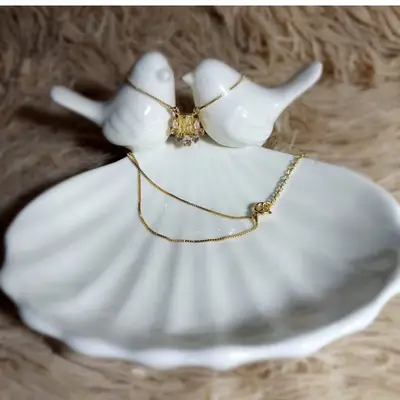 COLAR COM PINGENTE SANTO COMPEDRINHA BANHO OURO 18K