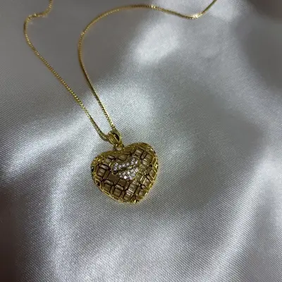 COLAR SAGRADO CORAÇÃO DE JESUS CRAVEJADO COM ZIRCÔNIA CRISTAL OURO 18K