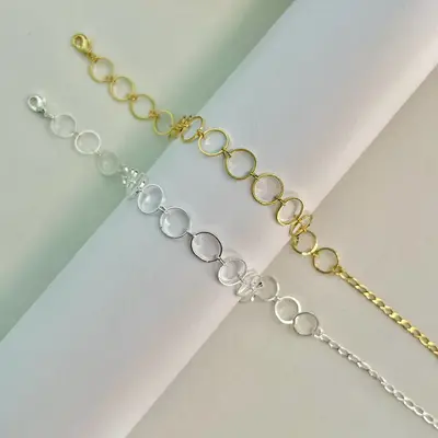 PULSEIRA CIRCULOS VAZADOS 0,8MM BANHO OURO 18K/PRATA 999