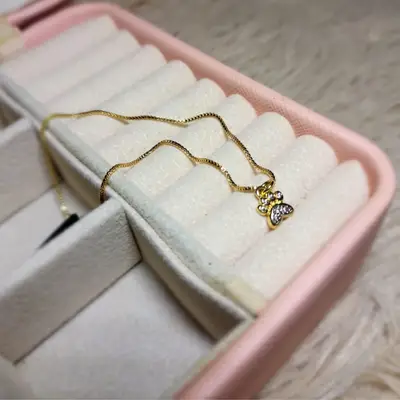TORNOZELEIRA PINGENTE PATINHA COM ZIRCONIA BANHO 18K