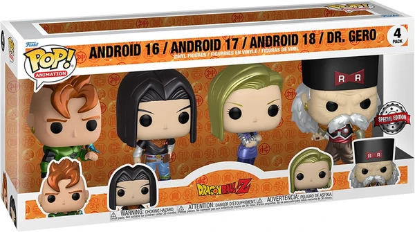 Funko Pop Animation Android 16, Android 17, Android 18 e Dr. Gero: Dragon Ball Z