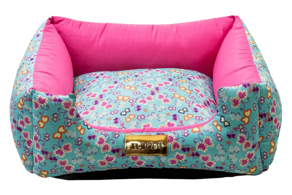 Cama Quadrada para Cachorro ou Gato Luppet Luxo Rosa Borboleta Tamanho:M (LP8018