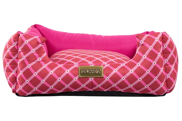 Cama Quadrada para Cachorro ou Gato Luppet Luxo Rosa Geométrico Tamanho:G (LP80