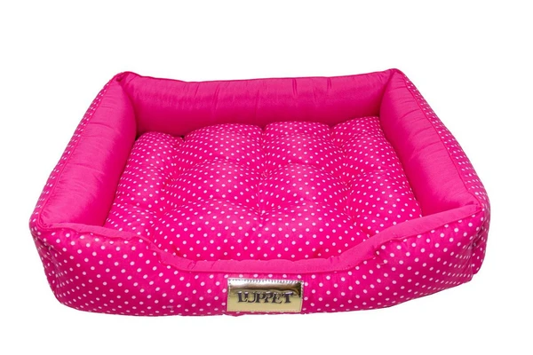 Cama Retangular para Cachorro ou Gato Luppet Luxo Rosa Bolinhas Tamanho:G (LP901