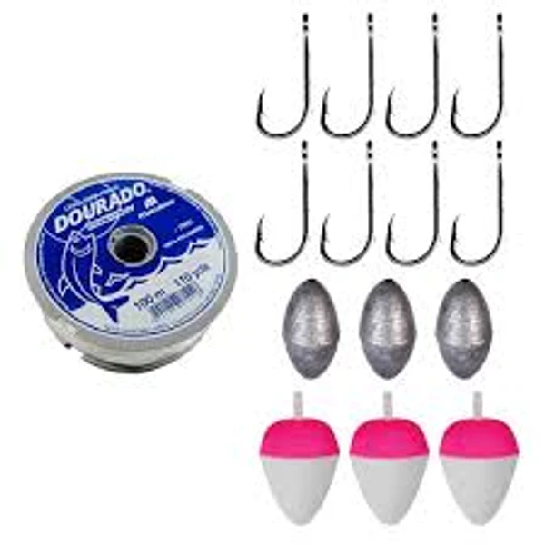 KIT DE PESCA PARA TILÁPIA COM ANZOL LINHA BOIA E CHUMBO
