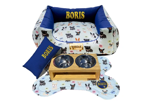 Kit Enxoval Completo para Cachorro 100% Impermeavel Luppet Azul Cachorrinho (LP1