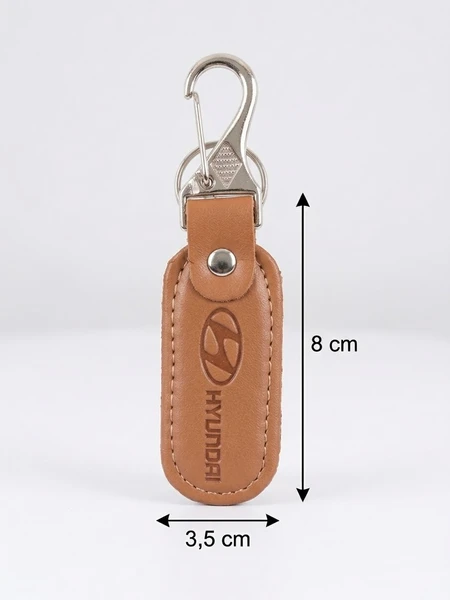 Chaveiro HYUNDAI Marrom Couro Ecológico / Argola Metal .