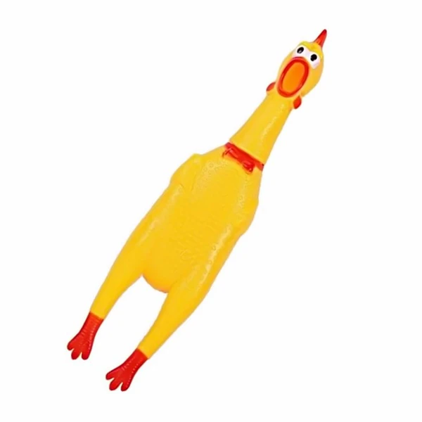 Frango Galinha Brinquedo Interativo para Cachorro Pet Mordedor Plástico com Apito Som Barulho
