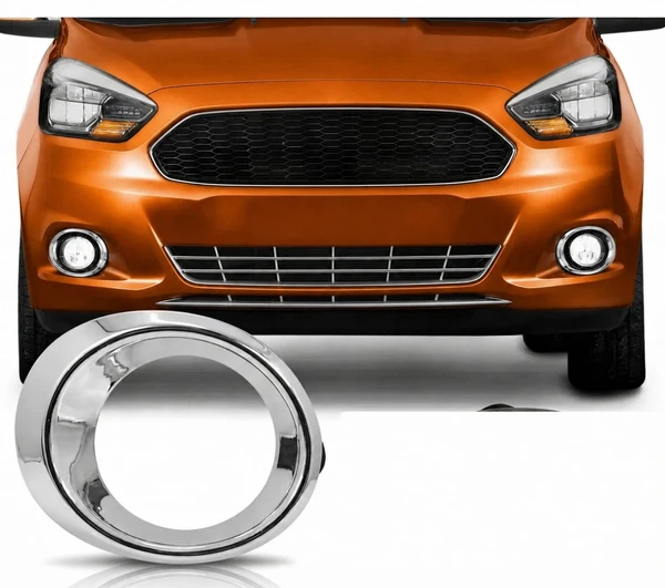 Grade de Para-Choque Ford KA C/ FURO P/ Milha  Lado Direito Cromado