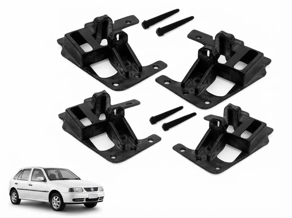 KIT 04 CAVALETES  METAL  + 04 PINOS PLÁSTICOS GOL / PARATI / SAVEIRO G2 / G3 - 02 E 04 PORTAS